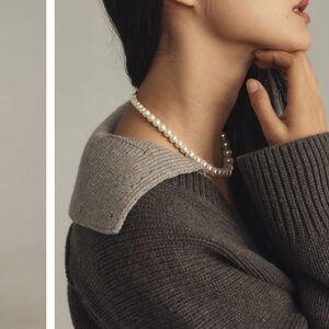 Anthropologie Gray Cowl Neck Sweater with Ribbed Knit